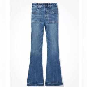 American Eagle Women’s Blue Super Hi-Rise Flare Jeans Size 12